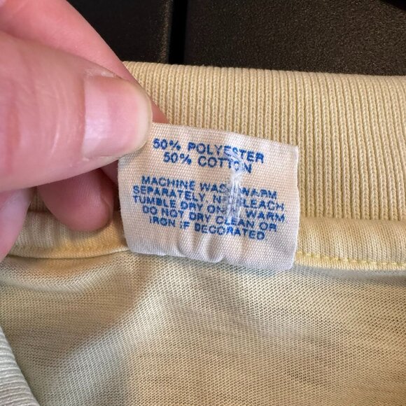 Vintage 80s Men's Disney Mickey Mouse Pale Yellow Polo Shirt, Size Large - Picture 5 of 8